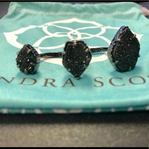 ✨Naomi Gunmetal Double Ring In Black Drusy✨